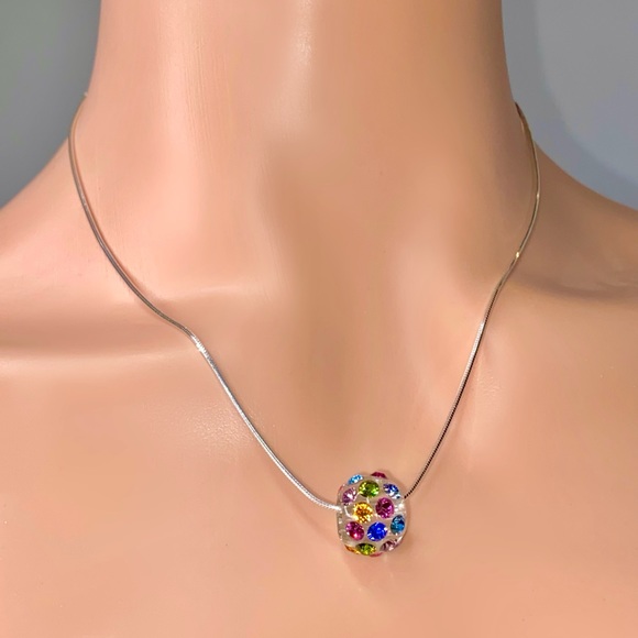 Multicoloured Acrylic Crystal Necklace Embellished with Crystal Stone Elements - Picture 7 of 9